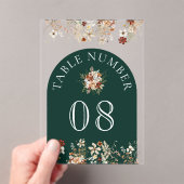 Terracotta Wildflower Emerald Acrylic Table Number Acryl Uitnodigingen (Insitu (Draagbaar))