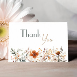 Terracotta Wildflower Genderneutraal Baby shower Bedankkaart