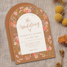 Terracotta Wildflower herfstbruiloft Kaart