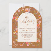 Terracotta Wildflower herfstbruiloft Kaart (Voorkant)
