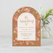Terracotta Wildflower herfstbruiloft Kaart (Staand voorkant)
