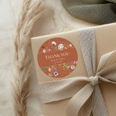 Terracotta Wildflower Meadow Bruiloft Dank u Ronde Sticker