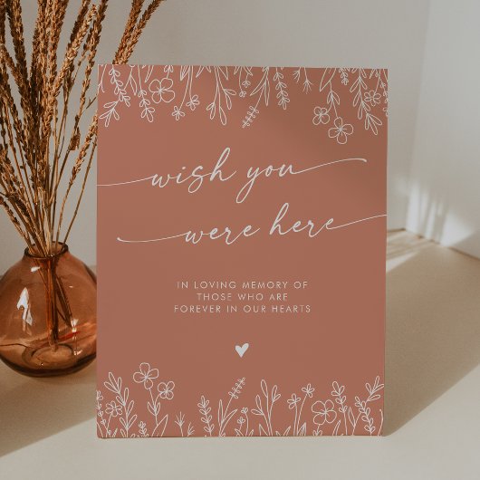 Terracotta wildflower Memorial Wish You Were Here Reclamebord Met Voetstuk