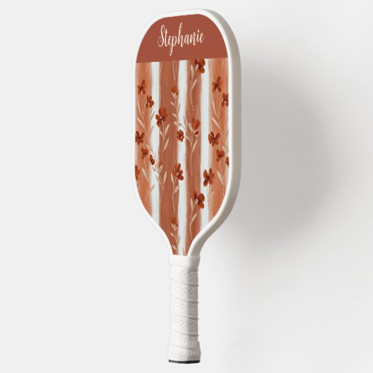 Terracotta Wildflower Mongram Name Boho Pattern Pickleball Paddle (Links)