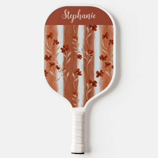 Terracotta Wildflower Mongram Name Boho Pattern Pickleball Paddle (Achterkant)