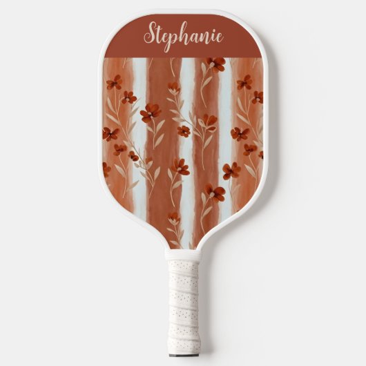 Terracotta Wildflower Mongram Name Boho Pattern Pickleball Paddle (Voorkant)