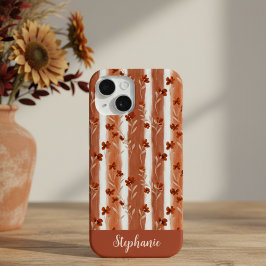 Terracotta Wildflower Monogram Boho  iPhone 15 Case
