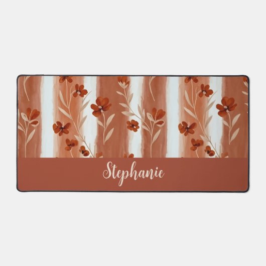 Terracotta Wildflower Monogram  Bureaumat (Voorkant)