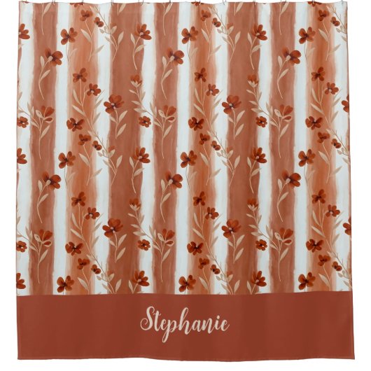 Terracotta Wildflower Monogram Douchegordijn (Voorkant)