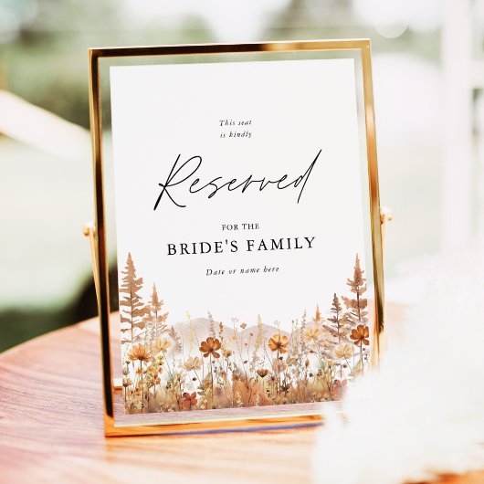 Terracotta Wildflower Mountain Reserved Seat Sign Poster