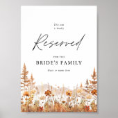 Terracotta Wildflower Mountain Reserved Seat Sign Poster (Voorkant)