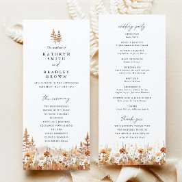 Terracotta Wildflower Mountain Wedding Ceremony Programmakaart