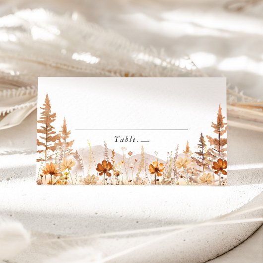 Terracotta Wildflower Mountain Wedding Place Card Plaatskaartje