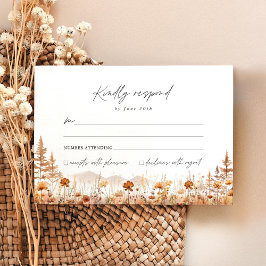 Terracotta Wildflower Mountain Wedding RSVP Kaartje