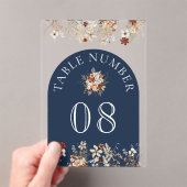 Terracotta Wildflower Navy Acrylic Table Number Acryl Uitnodigingen (Insitu (Draagbaar))