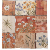 Terracotta Wildflower Patchwork Boho Rustic Spring Douchegordijn (Voorkant)