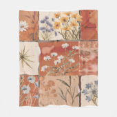 Terracotta Wildflower Patchwork Rustiek Boho Sprin Fleece Deken (Voorkant)