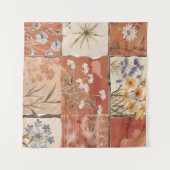 Terracotta Wildflower Patchwork Rustiek Boho Sprin Wandkleed (Voorkant (horizontaal))
