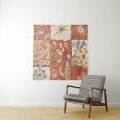 Terracotta Wildflower Patchwork Rustiek Boho Sprin Wandkleed (In Situ (horizontaal))