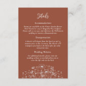 Terracotta Wildflower QR Code Details Bruiloft Informatiekaartje (Voorkant)