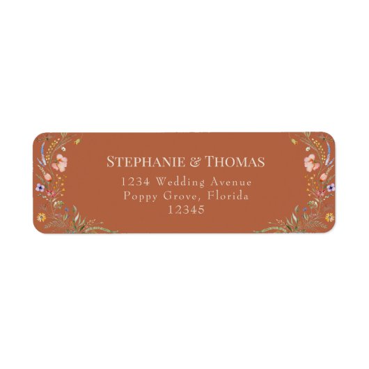 Terracotta Wildflower Retouradres Label (Voorkant)
