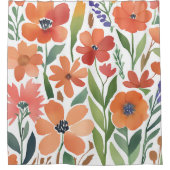 Terracotta Wildflower Rustiek Boho Badkamer Decor Douchegordijn (Voorkant)