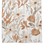 Terracotta Wildflower Rustiek Boho Badkamer Decor Douchegordijn (Voorkant)