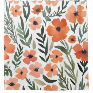 Terracotta Wildflower Rustiek Boho Badkamer Decor Douchegordijn
