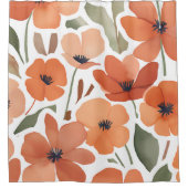Terracotta Wildflower Rustiek Boho Badkamer Decor Douchegordijn (Voorkant)