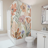 Terracotta Wildflower Rustiek Boho Badkamer Decor Douchegordijn (In situ)