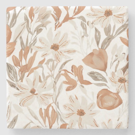 Terracotta Wildflower Rustiek Boho Drink Accessoir Stenen Onderzetter (Voorkant)