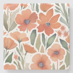 Terracotta Wildflower Rustiek Boho Drink Accessoir Stenen Onderzetter