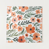 Terracotta Wildflower Rustiek Boho Muur Hangen Wandkleed (Voorkant (horizontaal))