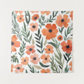 Terracotta Wildflower Rustiek Boho Muur Hangen Wandkleed (Voorkant)