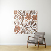 Terracotta Wildflower Rustiek Boho Muur Hangen Wandkleed (In situ)