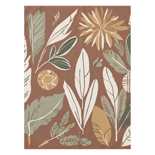 Terracotta Wildflower Rustiek Boho Spring Decor Tafelkleed (Voorkant)