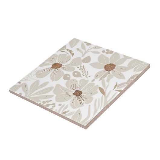 Terracotta Wildflower Rustiek Boho Spring Decor Tegeltje (Zijkant)