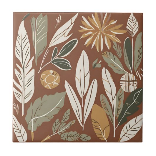 Terracotta Wildflower Rustiek Boho Spring Decor Tegeltje (Voorkant)