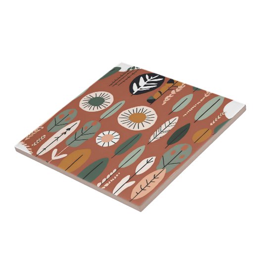 Terracotta Wildflower Rustiek Boho Spring Decor Tegeltje (Zijkant)