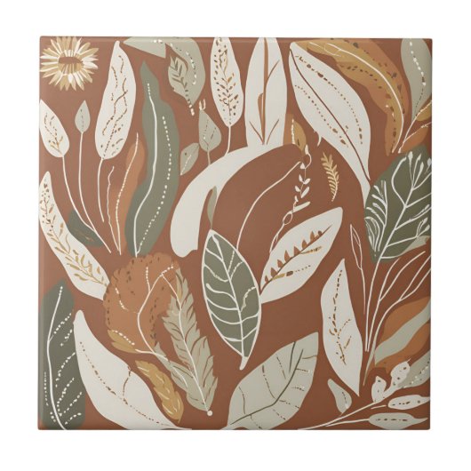 Terracotta Wildflower Rustiek Boho Spring Decor Tegeltje (Voorkant)