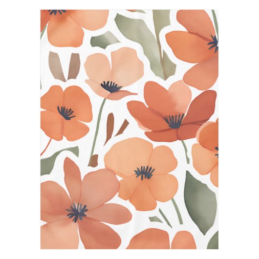 Terracotta Wildflower Rustiek Boho Tafeldecor Tafelkleed (Voorkant)