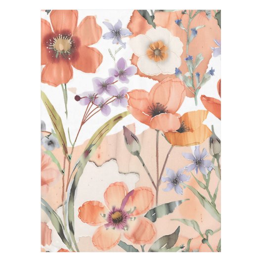 Terracotta Wildflower Rustiek Boho Tafeldecor Tafelkleed (Voorkant)