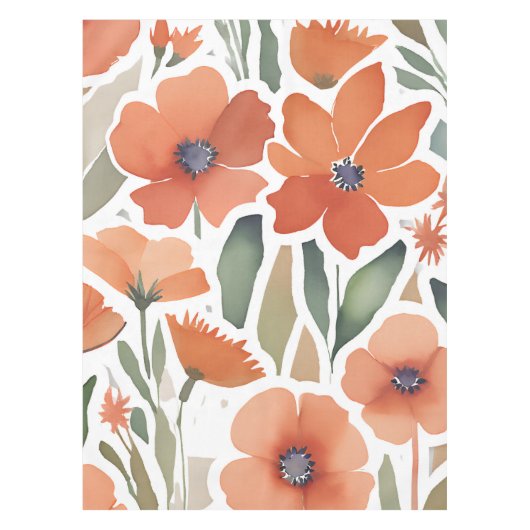 Terracotta Wildflower Rustiek Boho Tafeldecor Tafelkleed (Voorkant)