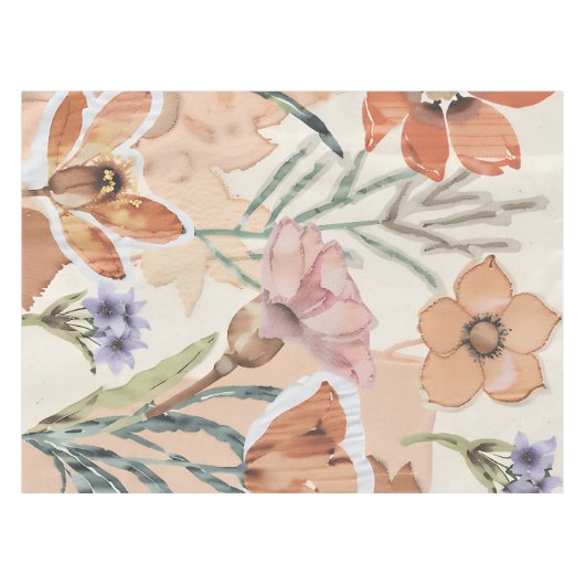 Terracotta Wildflower Rustiek Boho Tafeldecor Tafelkleed (Voorkant (Horizontaal))