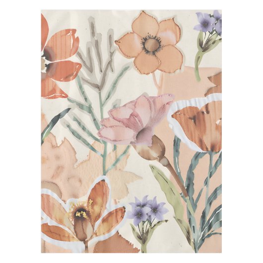 Terracotta Wildflower Rustiek Boho Tafeldecor Tafelkleed (Voorkant)