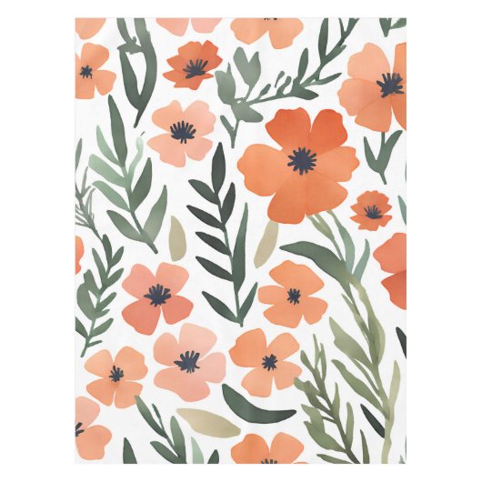 Terracotta Wildflower Rustiek Boho Tafeldecor Tafelkleed (Voorkant)