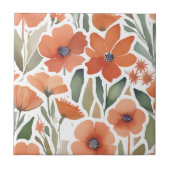 Terracotta Wildflower Rustiek Boho Wall Accent Tegeltje (Voorkant)