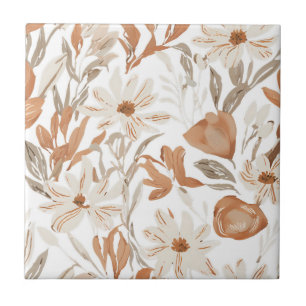 Terracotta Wildflower Rustiek Boho Wall Accent Tegeltje