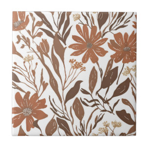 Terracotta Wildflower Rustiek Boho Wall Accent Tegeltje