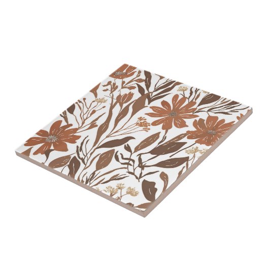 Terracotta Wildflower Rustiek Boho Wall Accent Tegeltje (Zijkant)